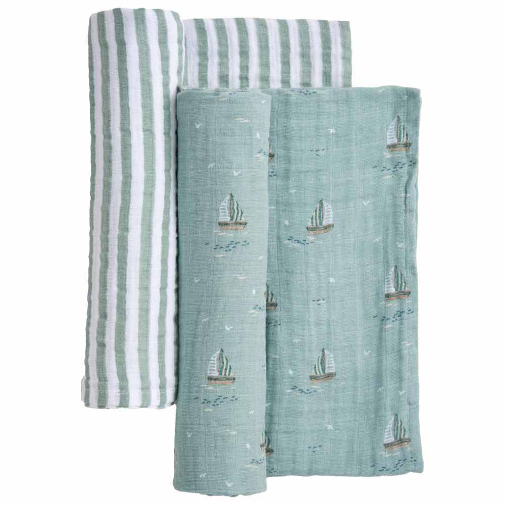 أدين + أنيس – قماط قماش الشاش القطني العضوي – بحار الإبحار – عدد 2 – كبير