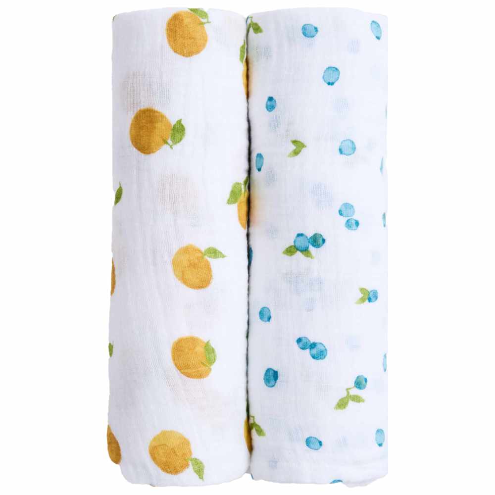 Aden + Anais - Organic Cotton Muslin Swaddles - Fresh Fruit - 2 Pcs - Large