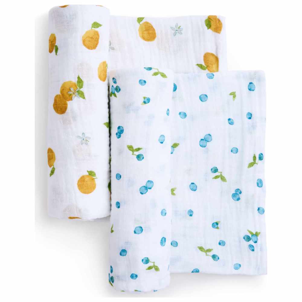 Aden + Anais - Organic Cotton Muslin Swaddles - Fresh Fruit - 2 Pcs - Large