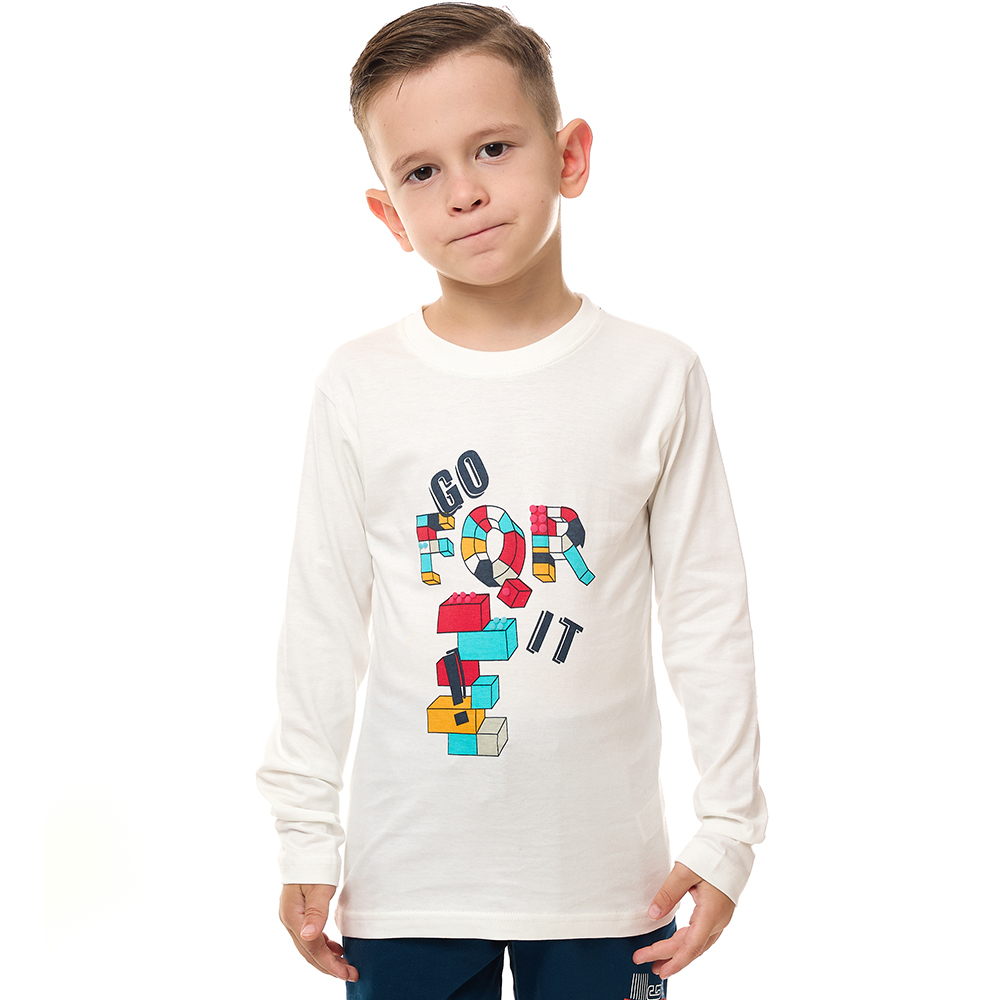 فيكتور اند جين - تيشيرت بأكمام طويلة للأولاد - أوف وايت