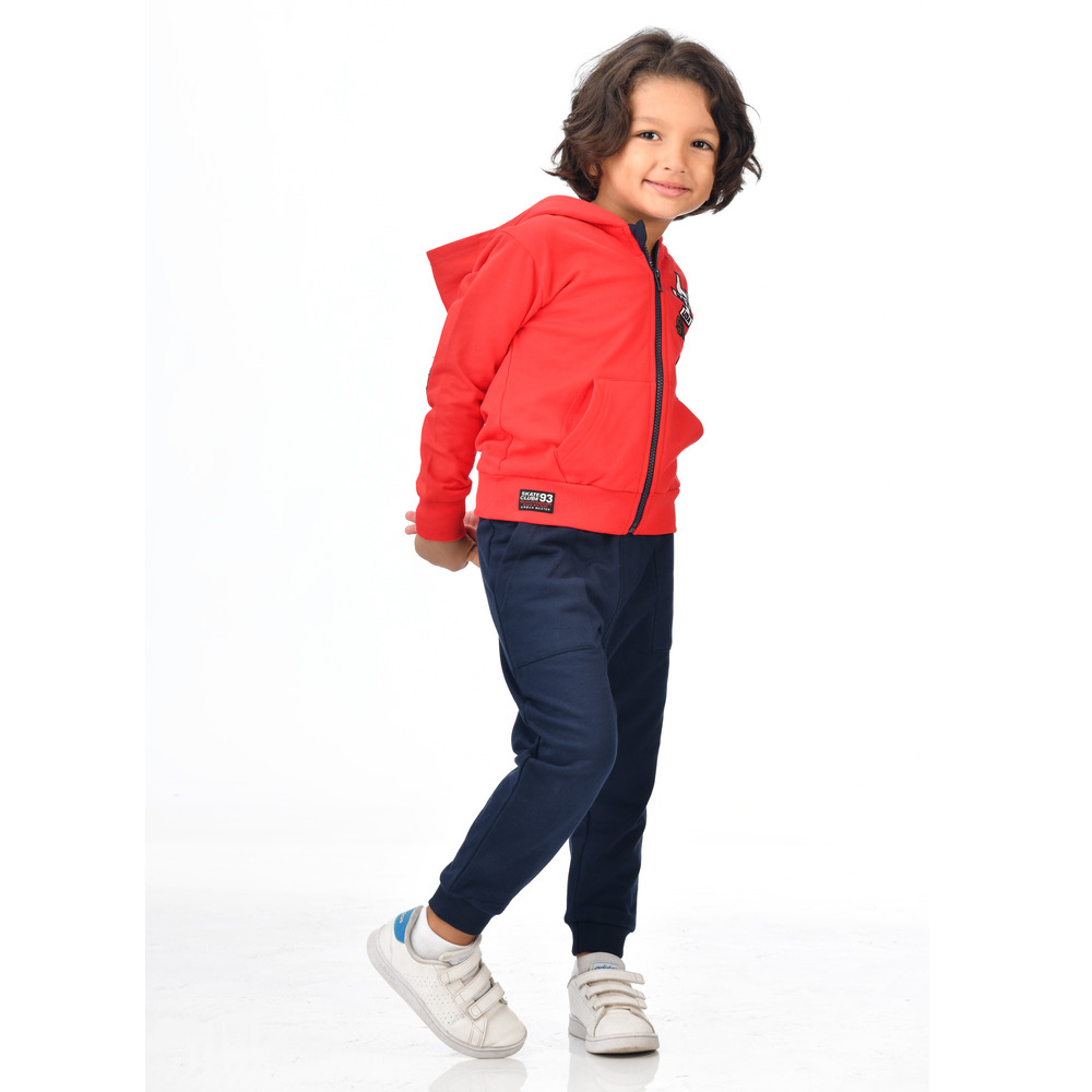 Victor and Jane - 2pc-Set - Full Zipper Hoodie And Joggers - Red/Navy