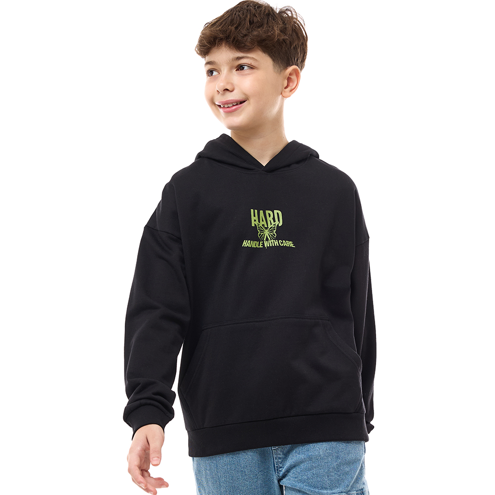 Victor and Jane - Boys' Hoodie Handle With Care - Black