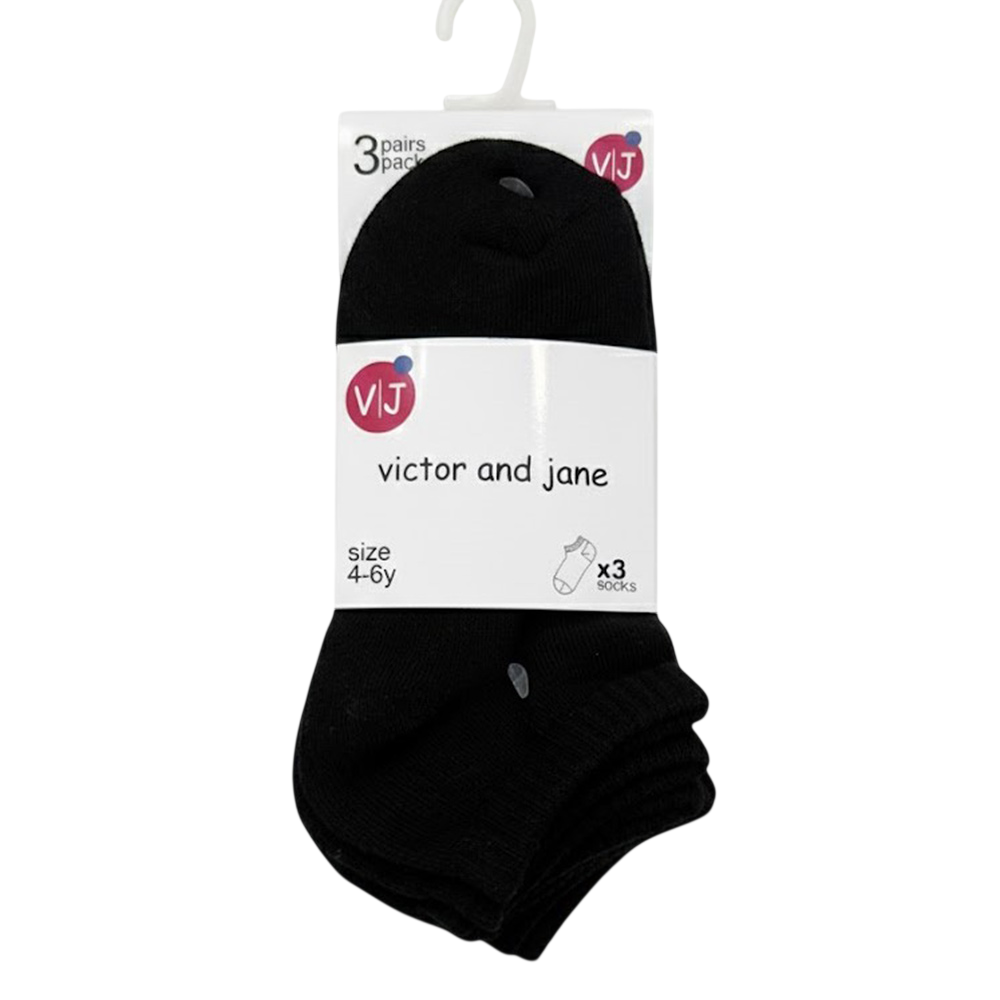 Victor And Jane - 3pc-Set - Kid's Sports Trainer Socks