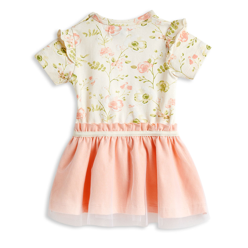 ديركجي - طقم مكون من قطعتين - بدلة أطفال وربطة رأس - خوخي وأبيض