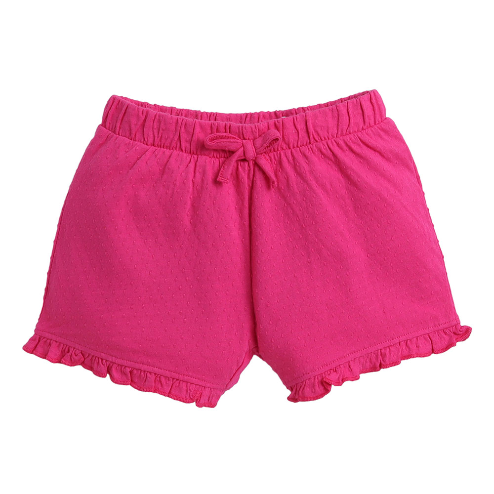 Victor And Jane - 2pc-Set - Girl's Jacquard Shorts - Fuchsia/Yellow