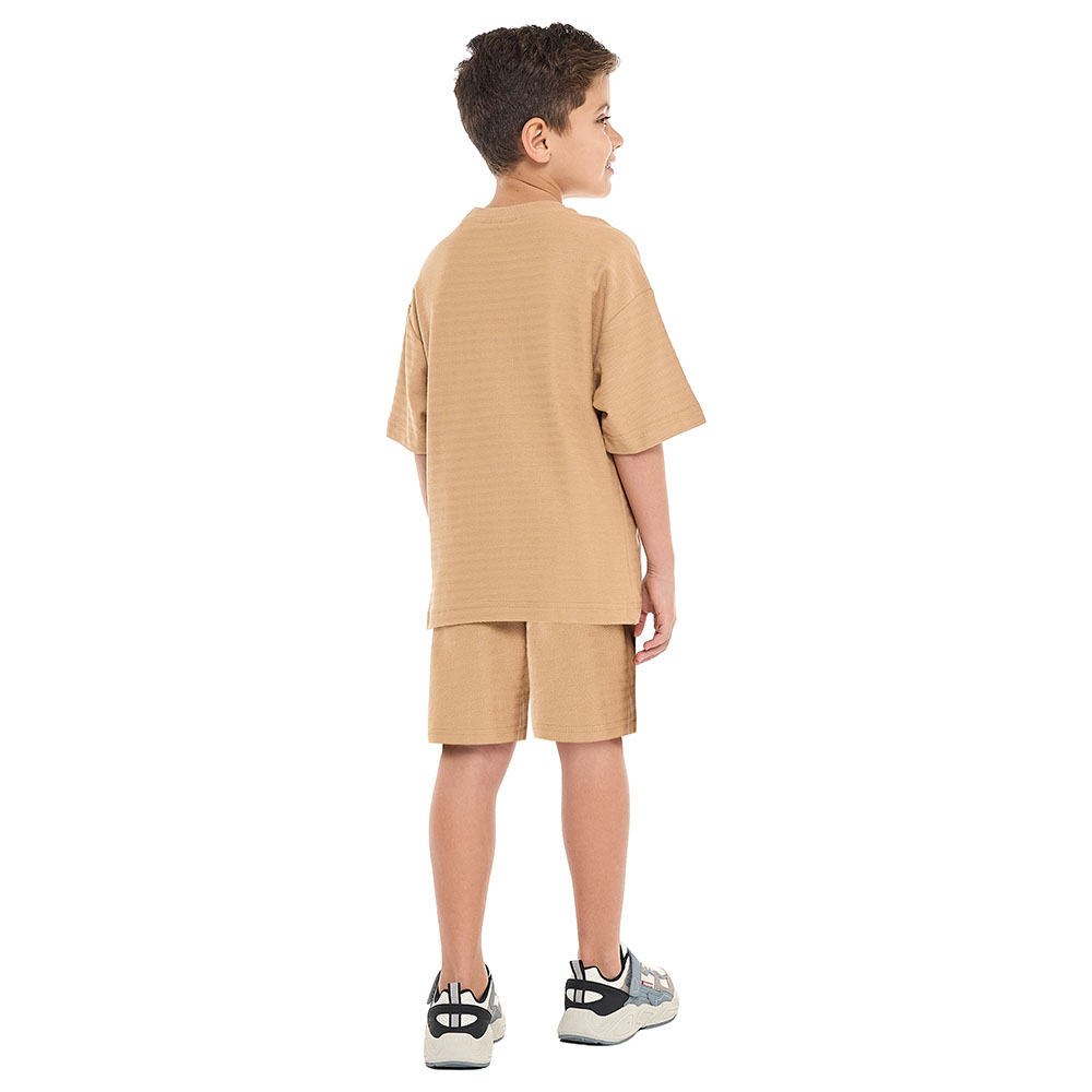 Victor And Jane - 2pc-Set - Boys' Striped Jacquard - Sand