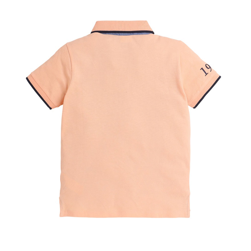 فيكتور آند جين - تي شيرت بولو للأولاد مع شعار مطرز - برتقالي غامق