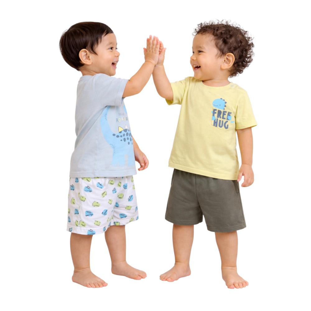 Victor And Jane - 4pc-Set - Graphic Print T-shirts & Shorts - Multicolor