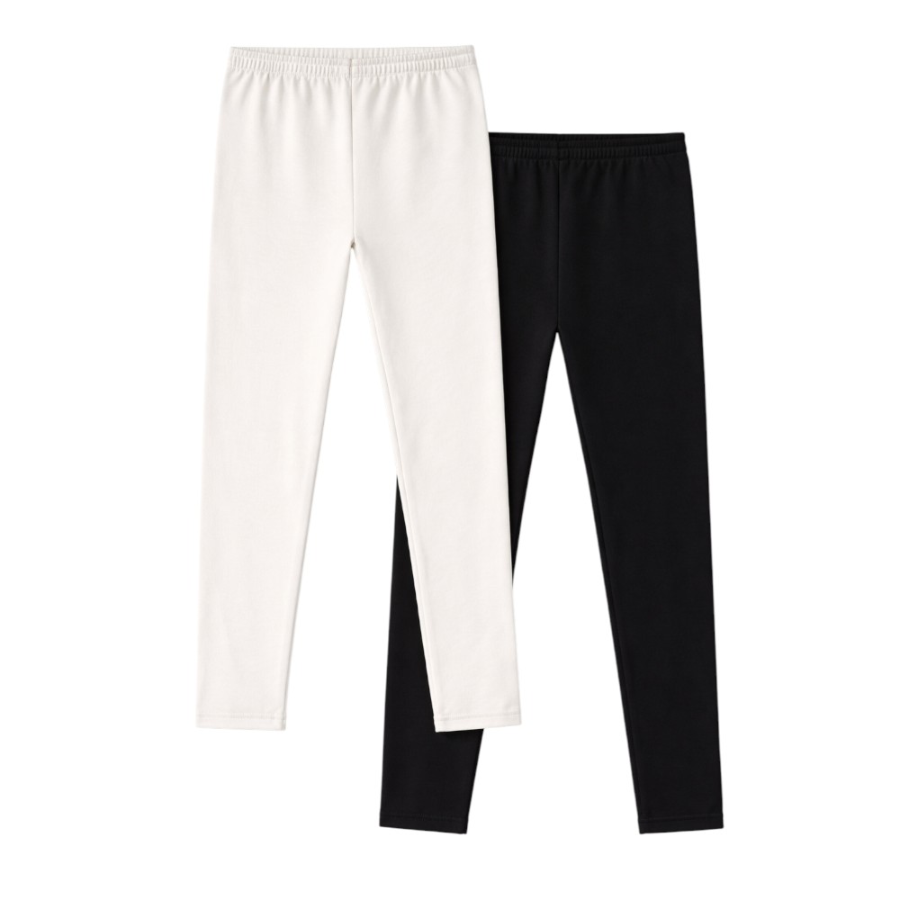 Victor and Jane - 2pc-Set - Girl's Basic Stretch Leggings - White/Black