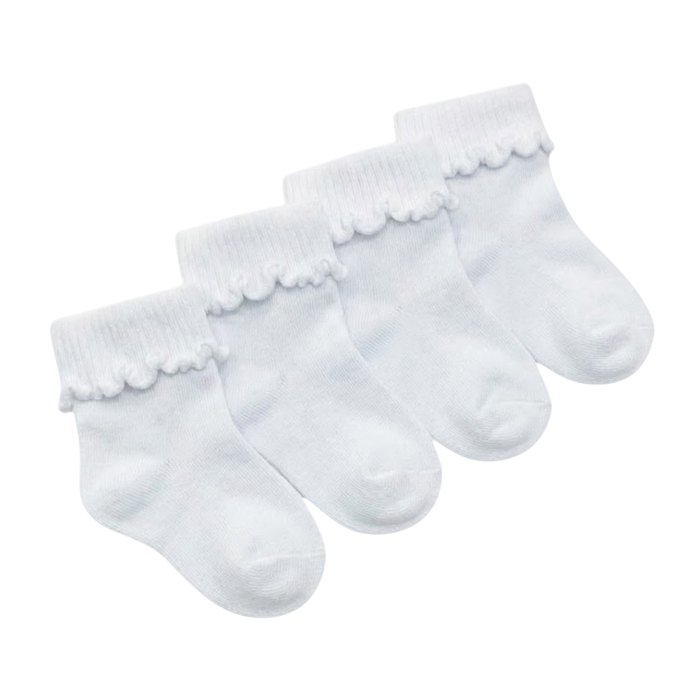 Victor And Jane - 4pc-Set - Baby's Roll Top Socks - White