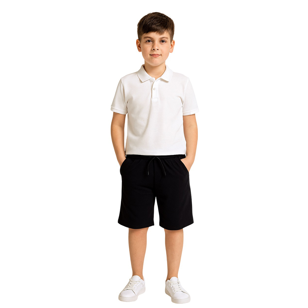 Victor And Jane - Boys' French Terry Cotton Elasticated Shorts - Black