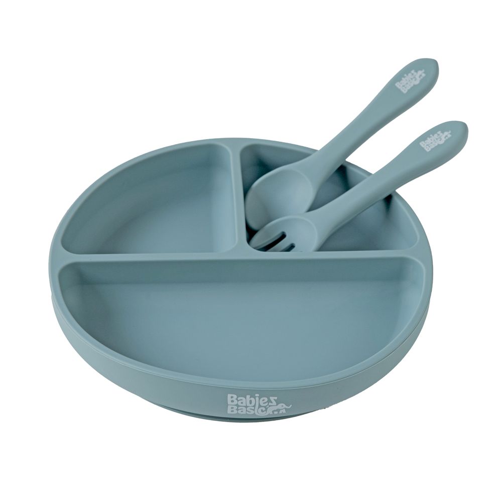 Babies Basic - Silicone Baby Feeding Set - Indigo - 6 Pcs