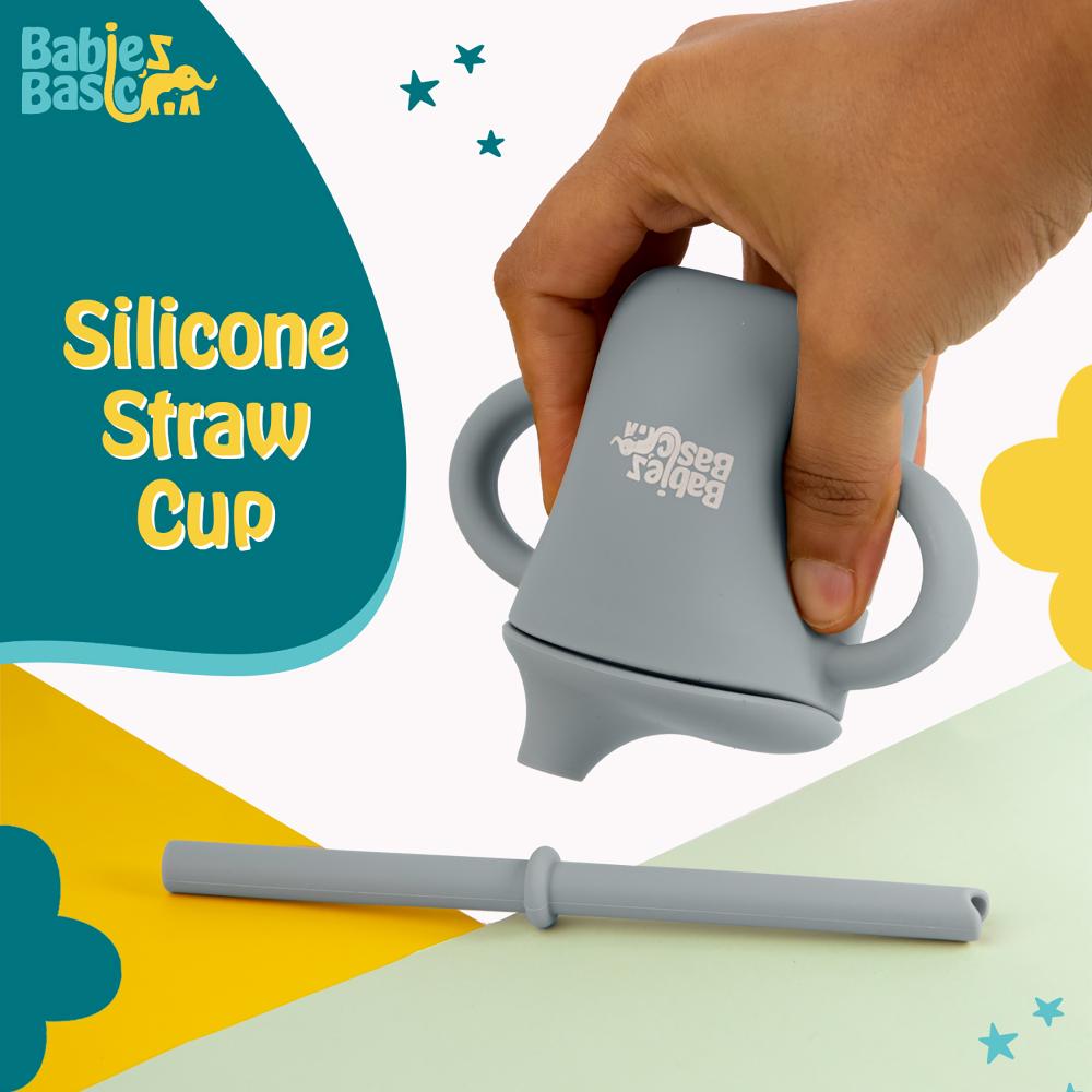 Babies Basic - Stage 2 Silicone Trainer Cup with Handle & Straw - Blue