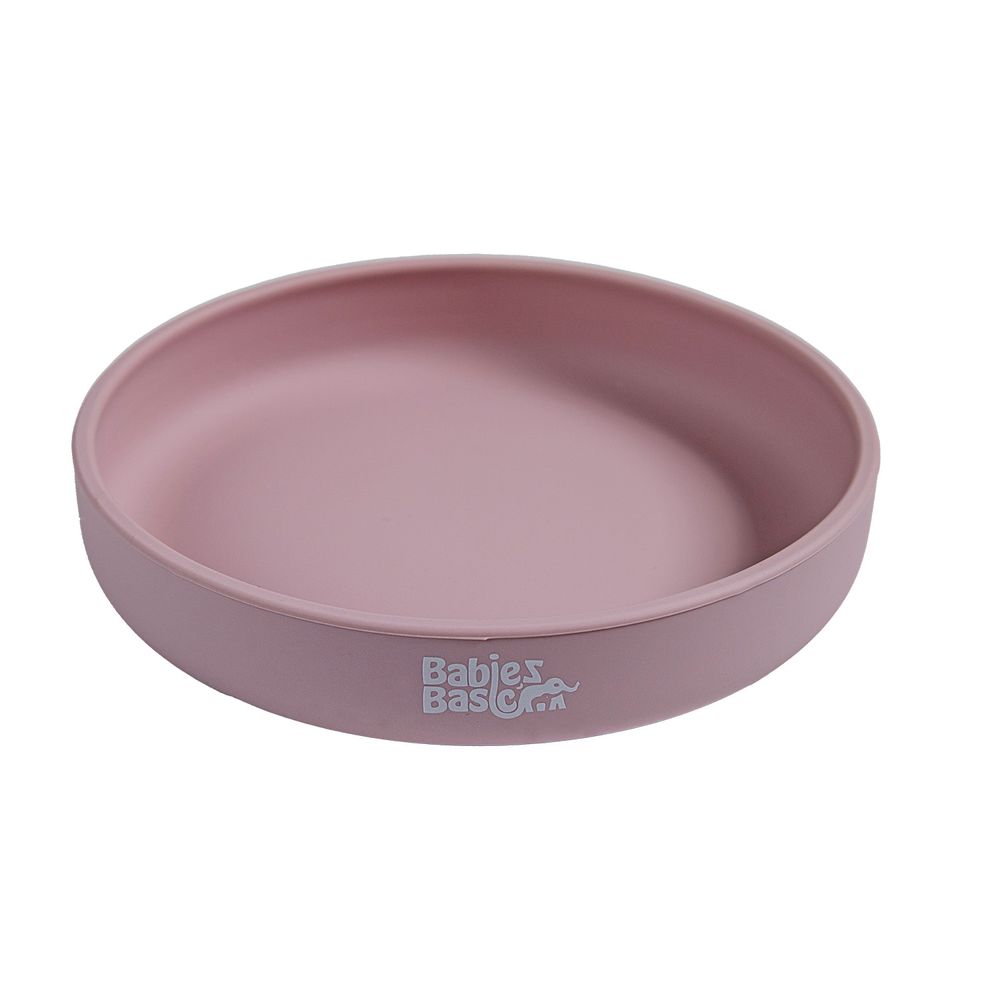 بيبيز بيسك - صحن سيليكون بقاعدة شفط للأطفال - وردي فاتح