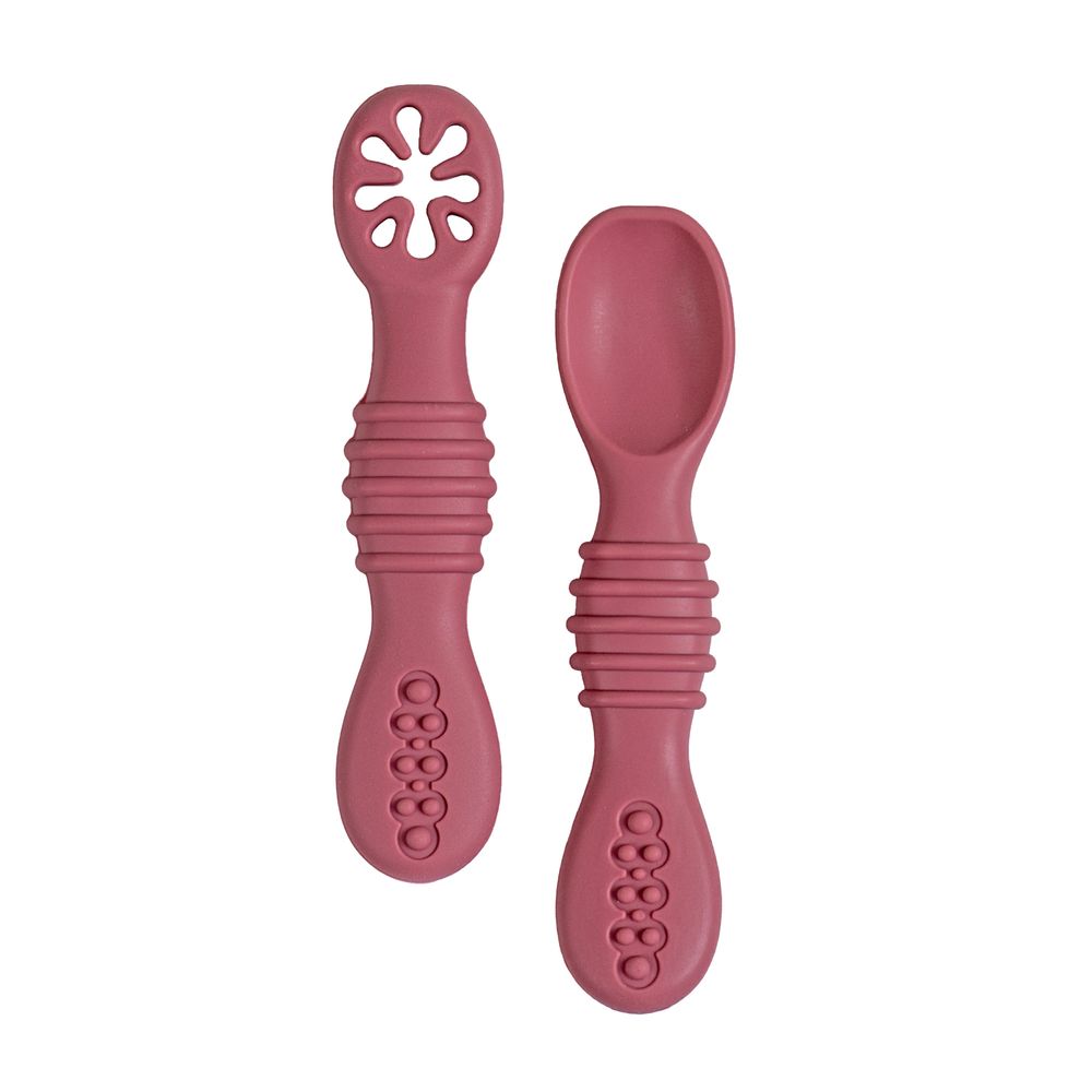 Babies Basic First Stage Training Spoon & Masher Set - Dusty Pink - 2 Pcs