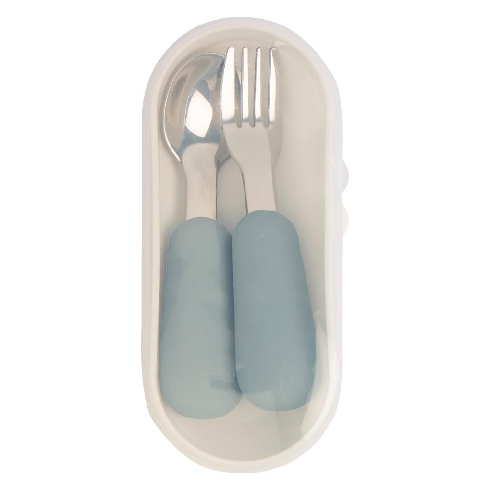 Babies Basic Stainless Steel Spoon & Fork Cutlery Set - 2pcs - Indigo