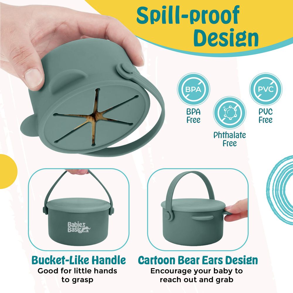 Babies Basic Silicone Snack Cup With Lid - Green