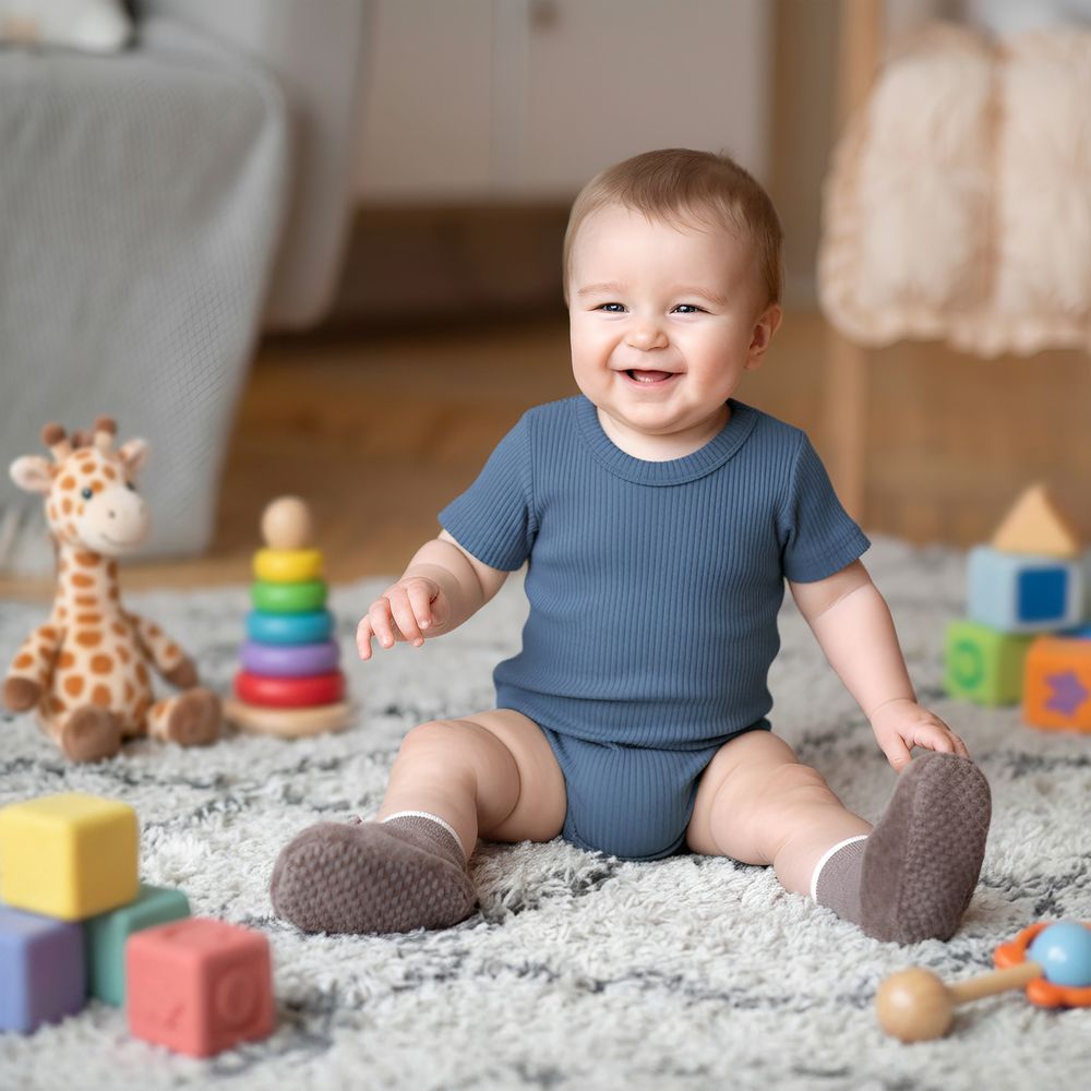 Babies Basic - 3pc-Set - Ribbed Cotton Bodysuit - Multicolor