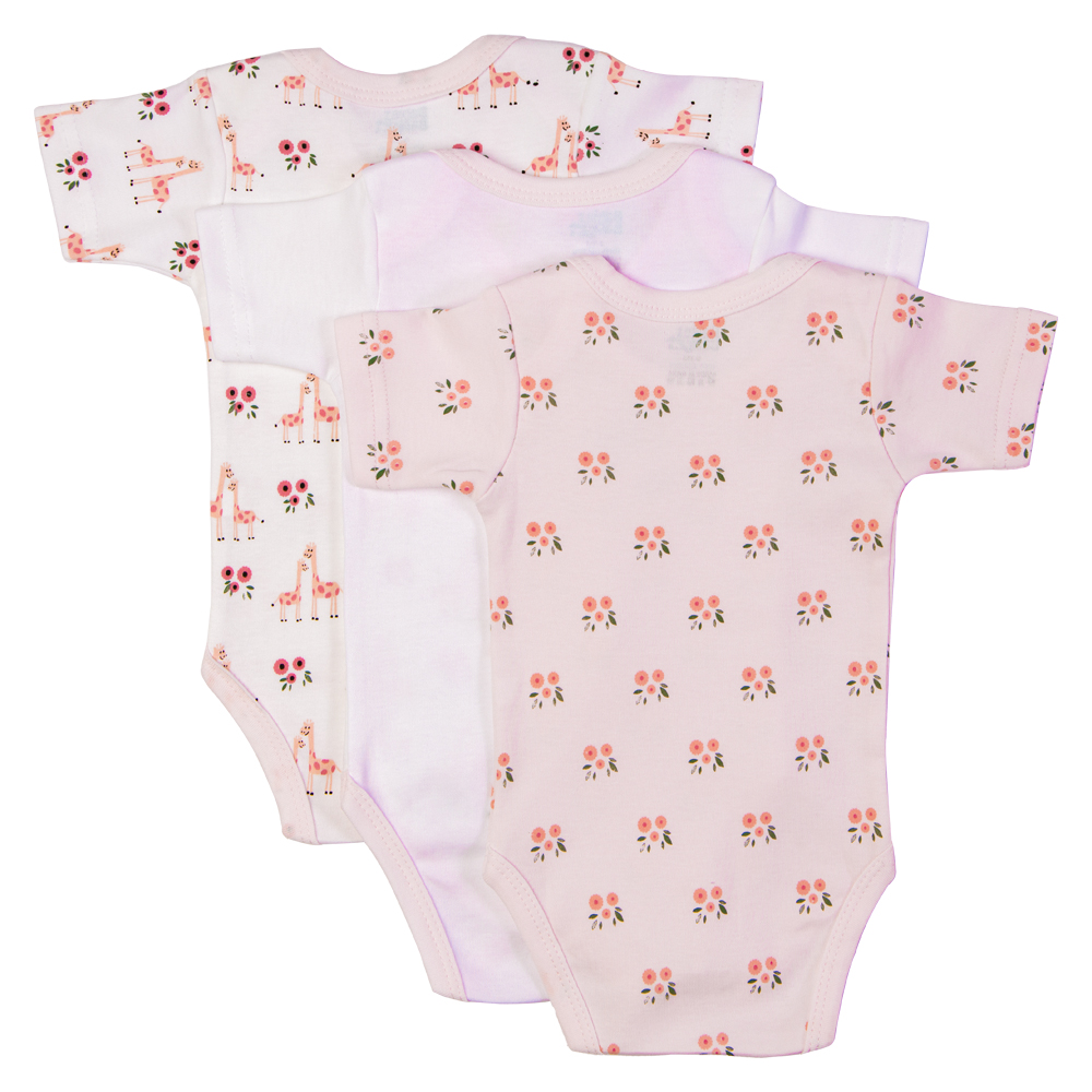 Babies Basic - 3pc-Set - Girls Printed Cotton Romper