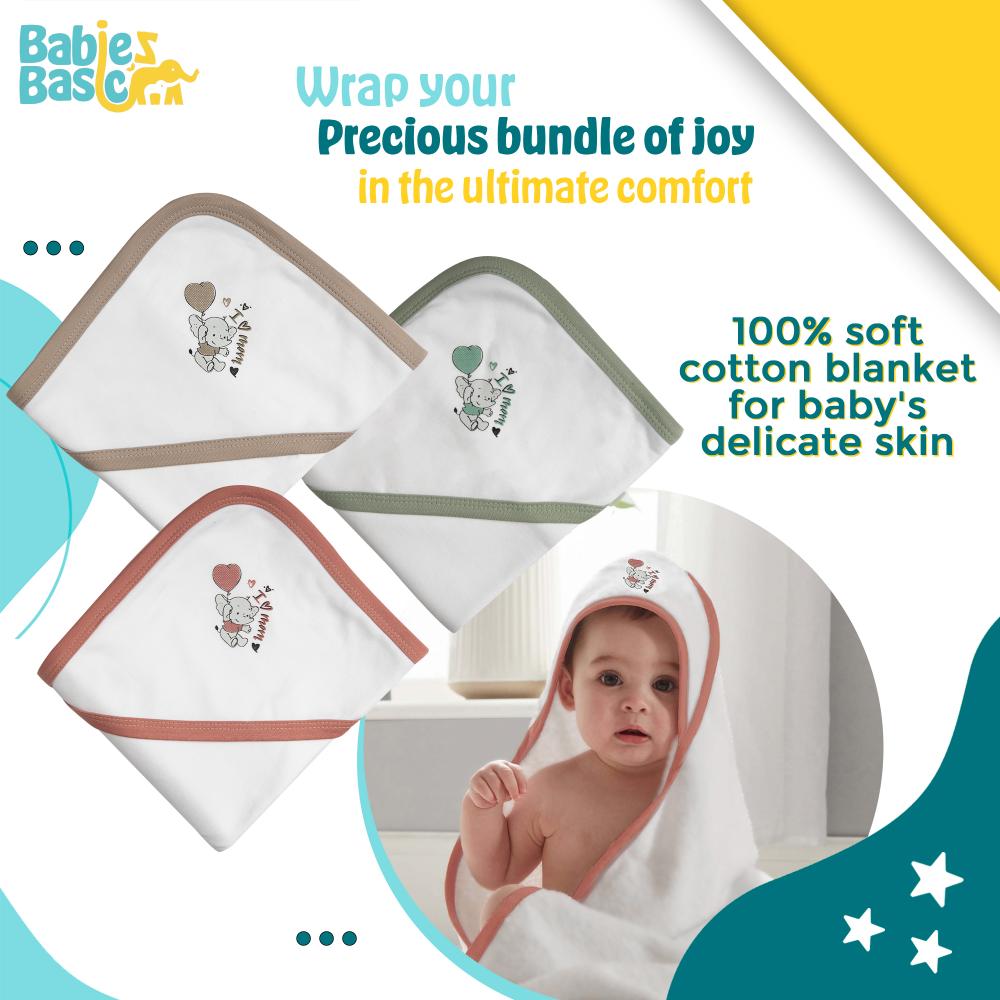 Babies Basic - Baby Cotton Blanket - Elephant - White/Pink