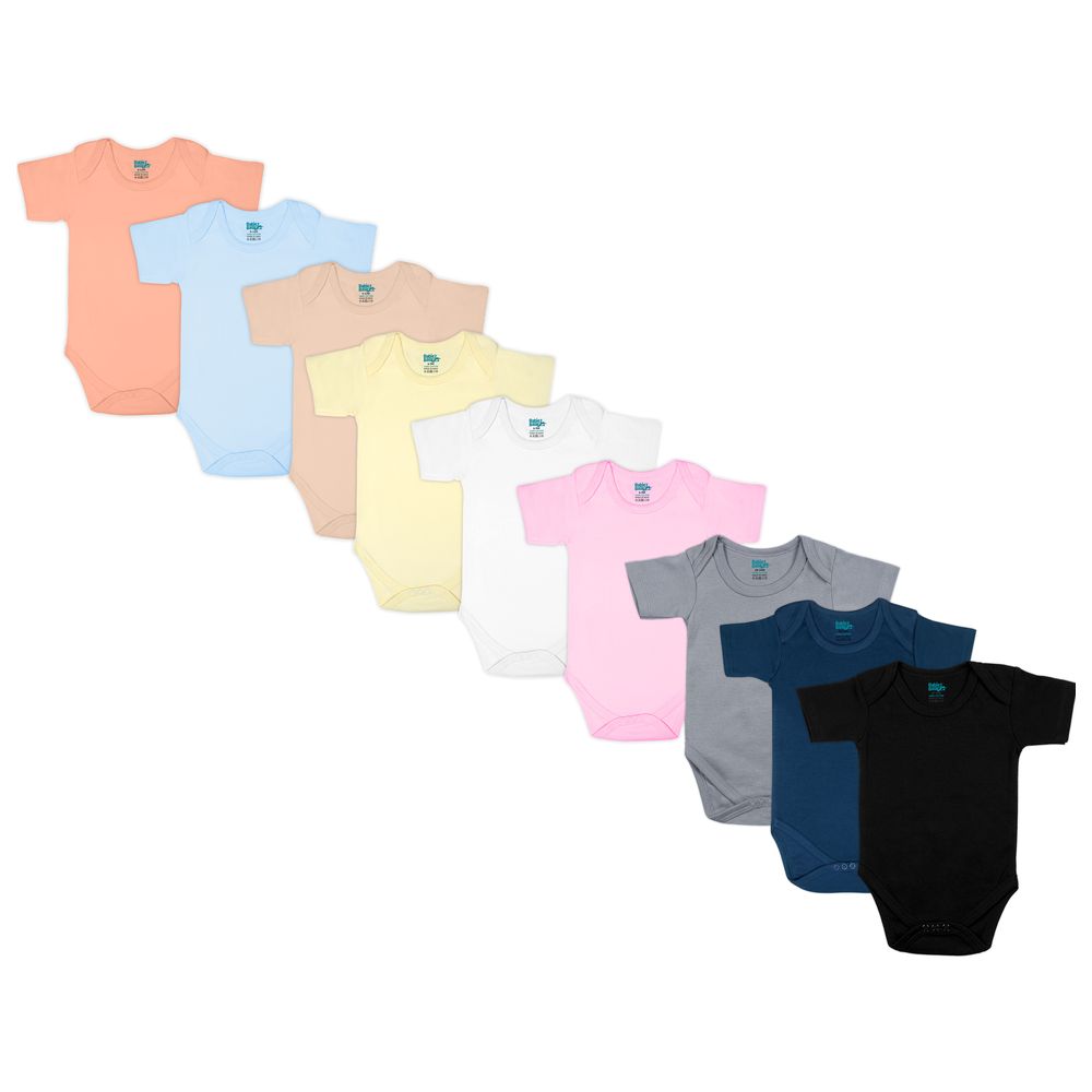 Babies Basic - 9pc Set - Short Sleeve Romper/Bodysuit - Multi Color