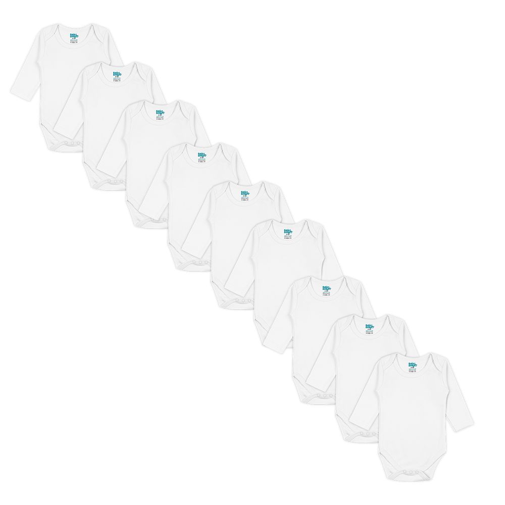 Babies Basic - 9pc-Set - Baby's Long Sleeves Cotton Romper - White