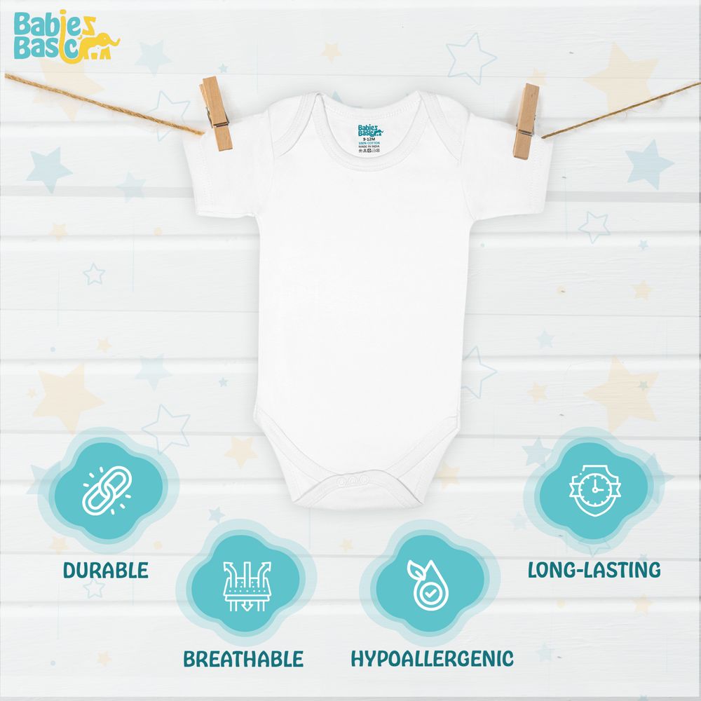 Babies Basic - 2pc-Set - Short Sleeves Bodysuit - White