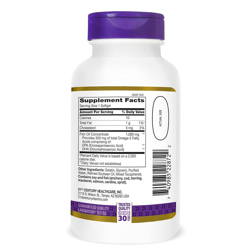 21st Century - Fish Oil 1000 mg w/ Omega-3 Softgels - 120 Pcs