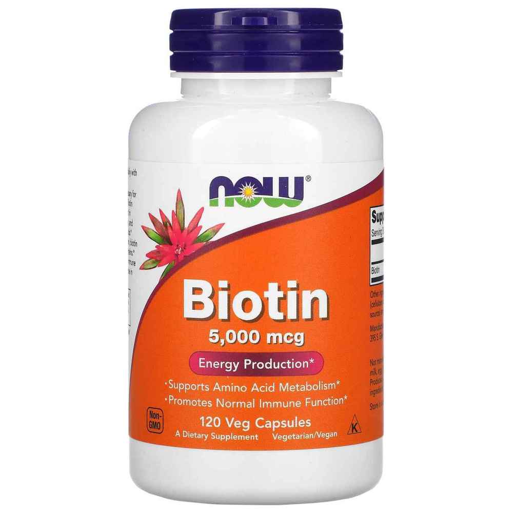 NOW - Biotin 5000 mcg Veg Capsules - 120 Pcs