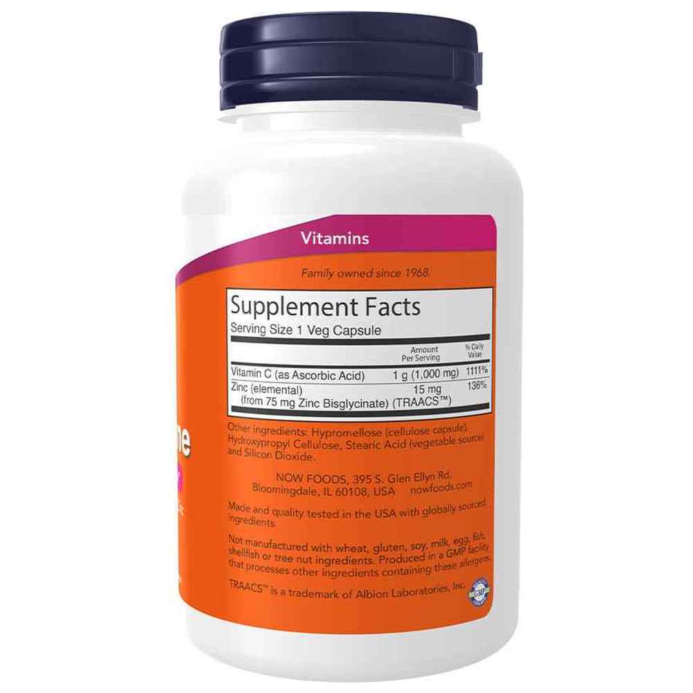 NOW - C 1000 Zinc Immune Capsules - 90 Pcs
