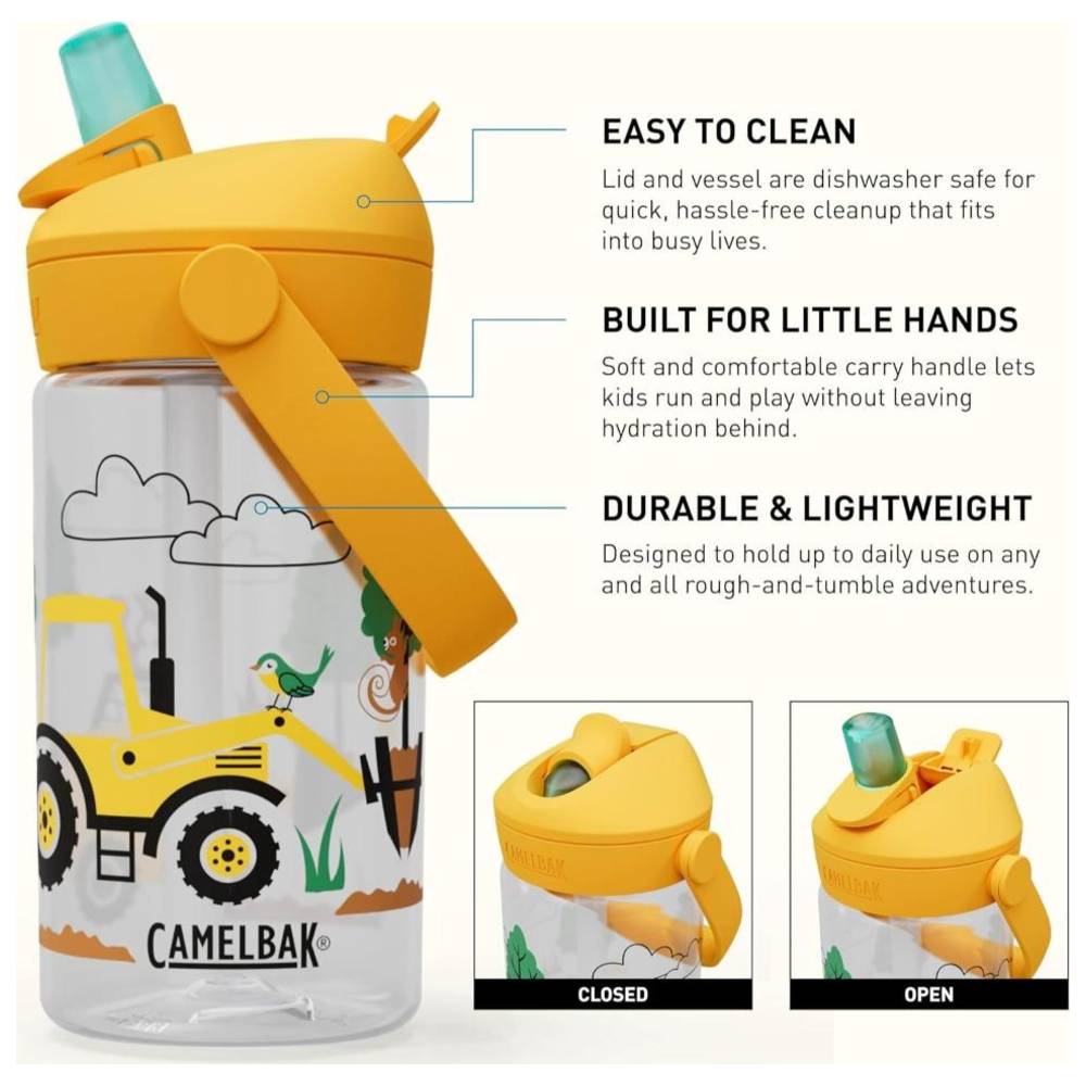 كاميل باك - زمزمية ماء ثرايف بمصاصة قابلة للقلب - جرارات وأشجار - 0.4 لتر