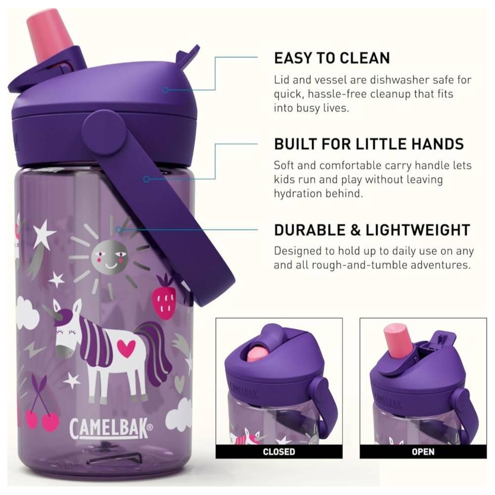 Camelbak - Kids Thrive Flip Straw Water Bottle - Unicorn Party - 0.4 L