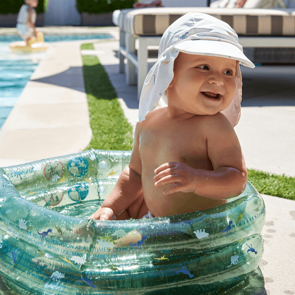 Swim Essentials - Dino Printed Baby Swim Hat - Cream