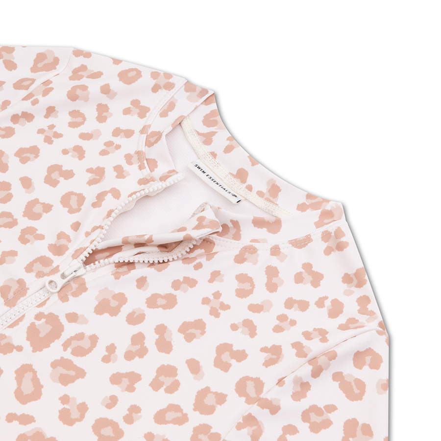 Swim Essentials - Girls' Leopard Printed Long Sleeves Swimsuit - Cream