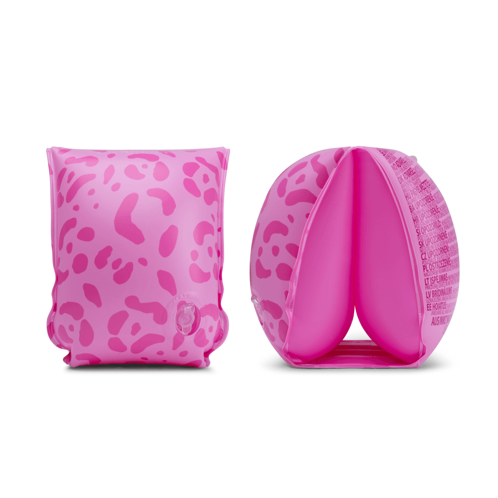 سويم اسنشيالز - عوامات ذراعين بنقشة الفهد - زهري