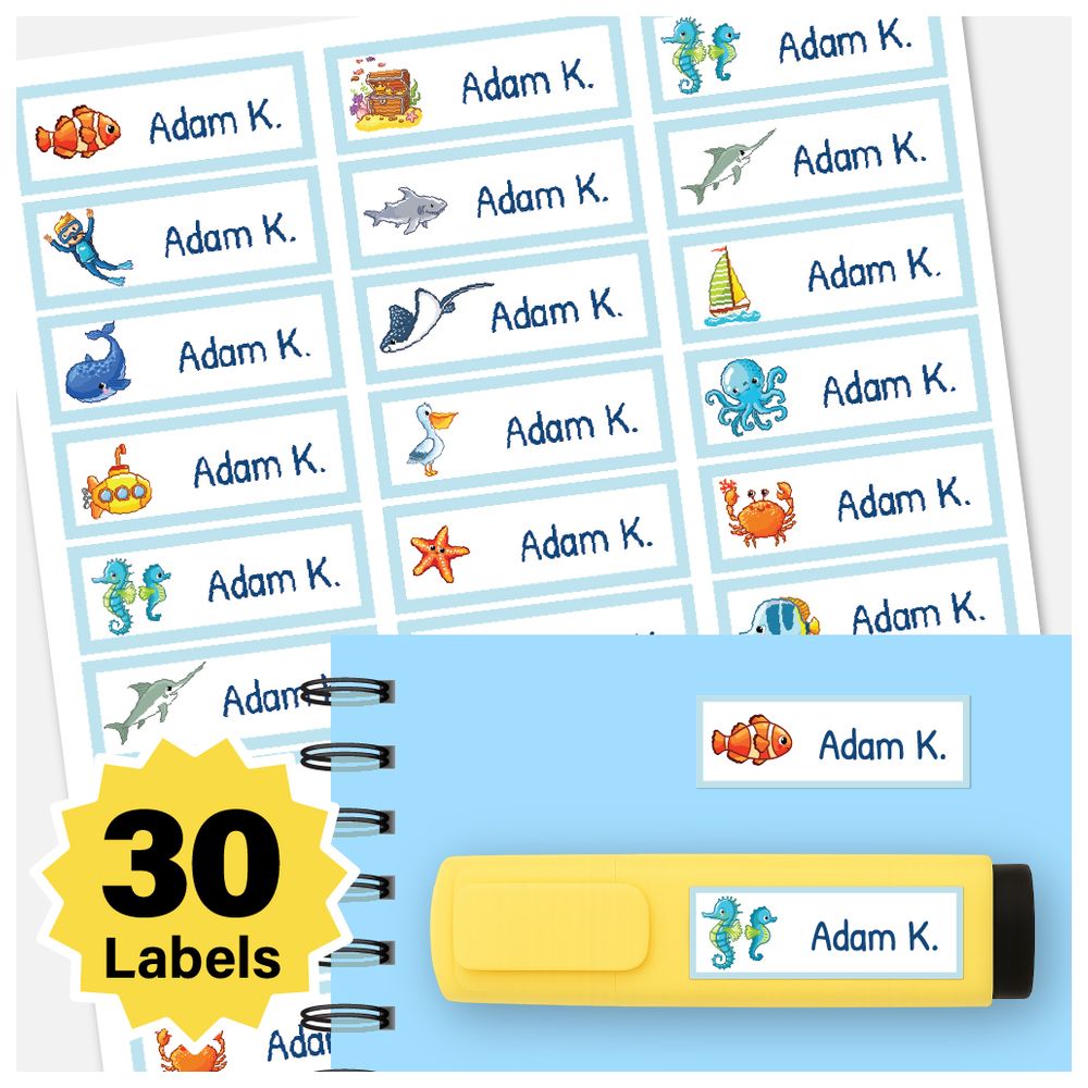 BonBon - Personalized Labels - Pack of 30 - Under The Sea