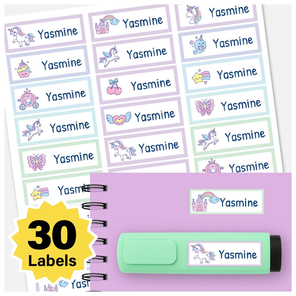 BonBon - Personalized Labels - Pack of 30 - Unicorn World