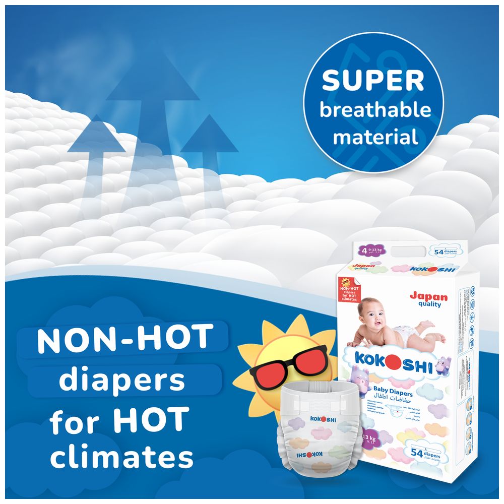 Kokoshi Premium Baby Diapers Size 3 - 5-10kg - 124 pcs 