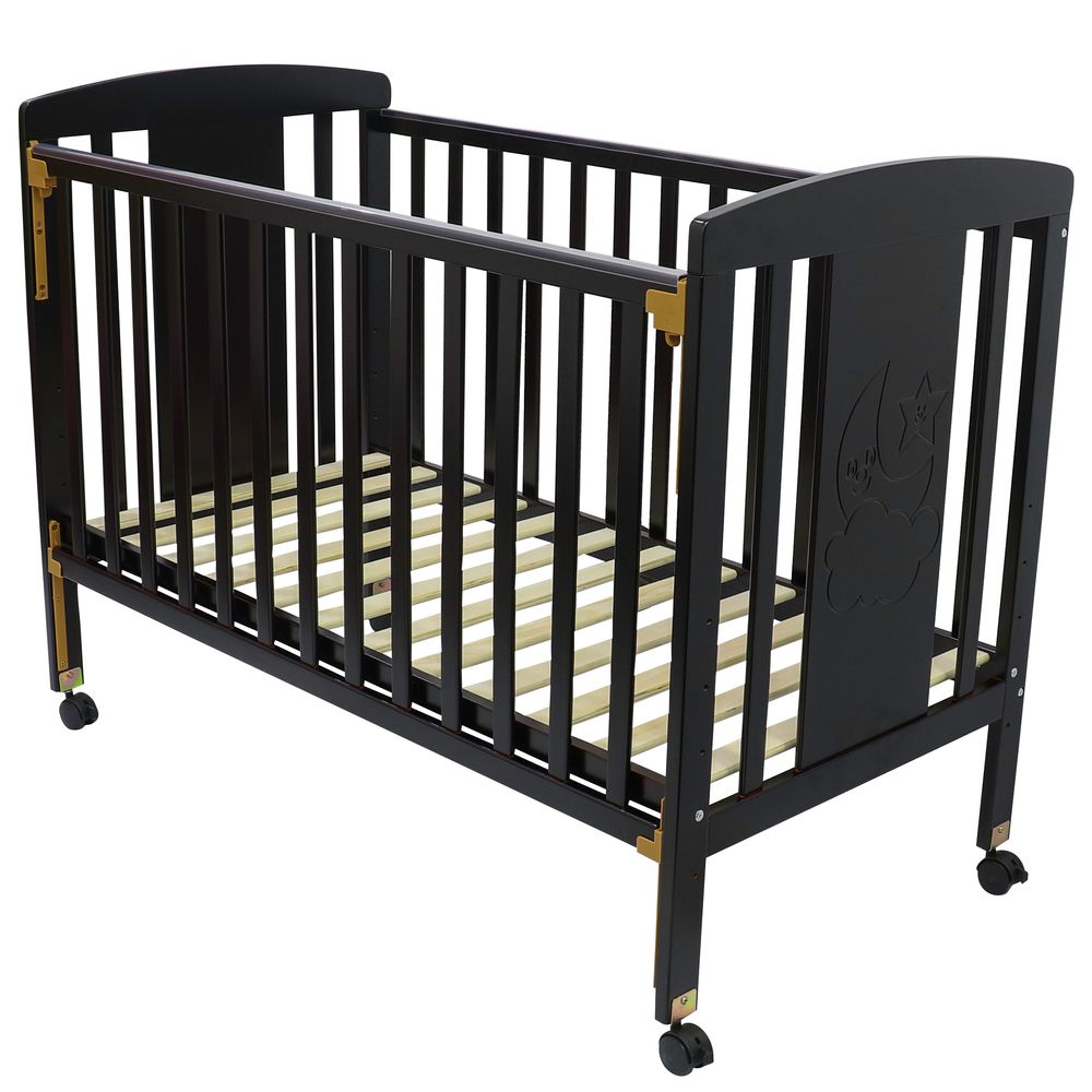 Bebesitos - Deluxe Wooden Baby Crib - Black - Large