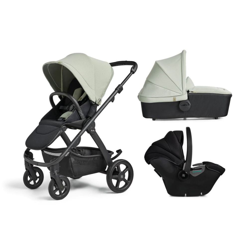 Silver Cross - Tide Stroller, Seat Unit With Carrycot - Sage/Black