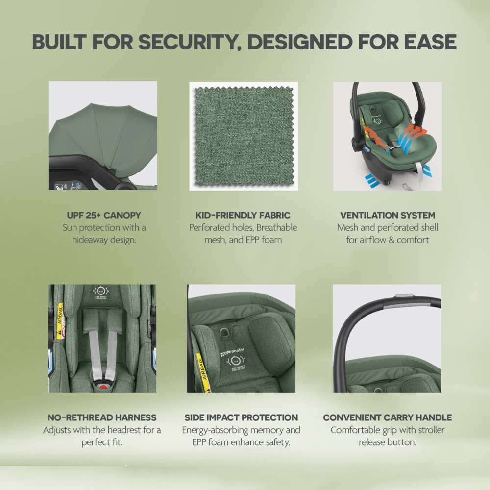اوبا بيبي - كرسي السيارة للرضع ميسا آي سايز - ايميت / جوين - أخضر موشح 