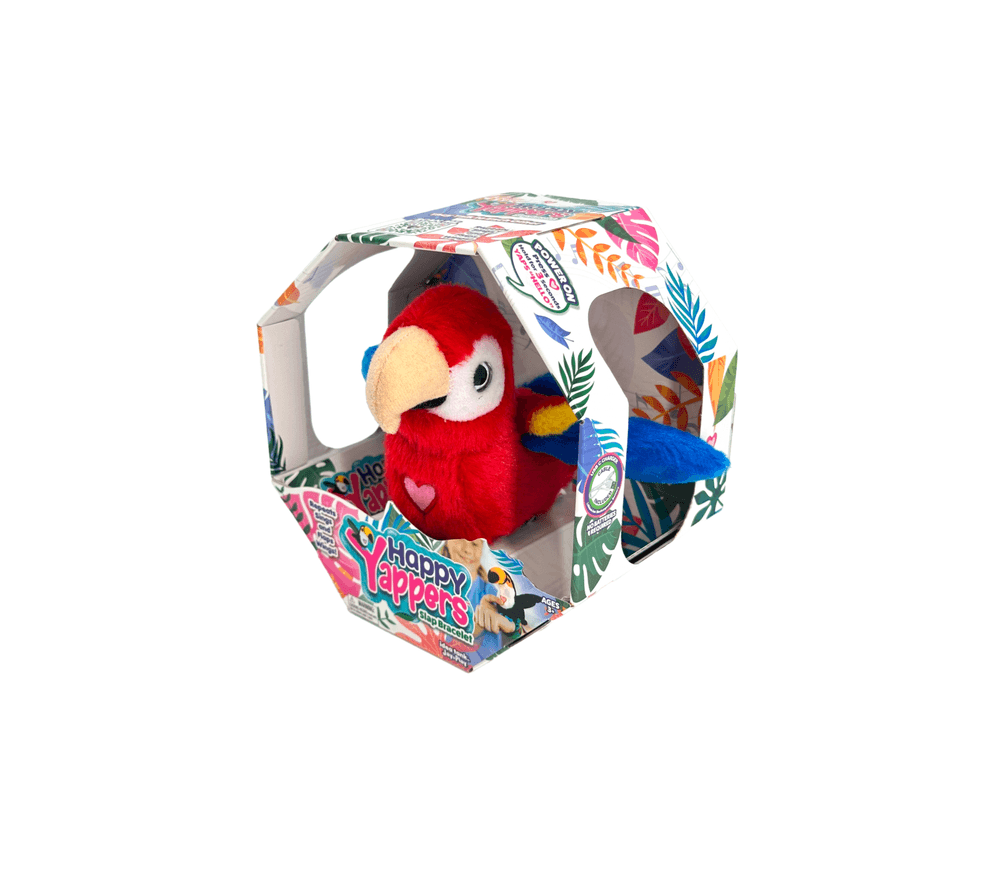 Happy Yappers - Red Parrot Wearable Plush Bird - Red/Blue