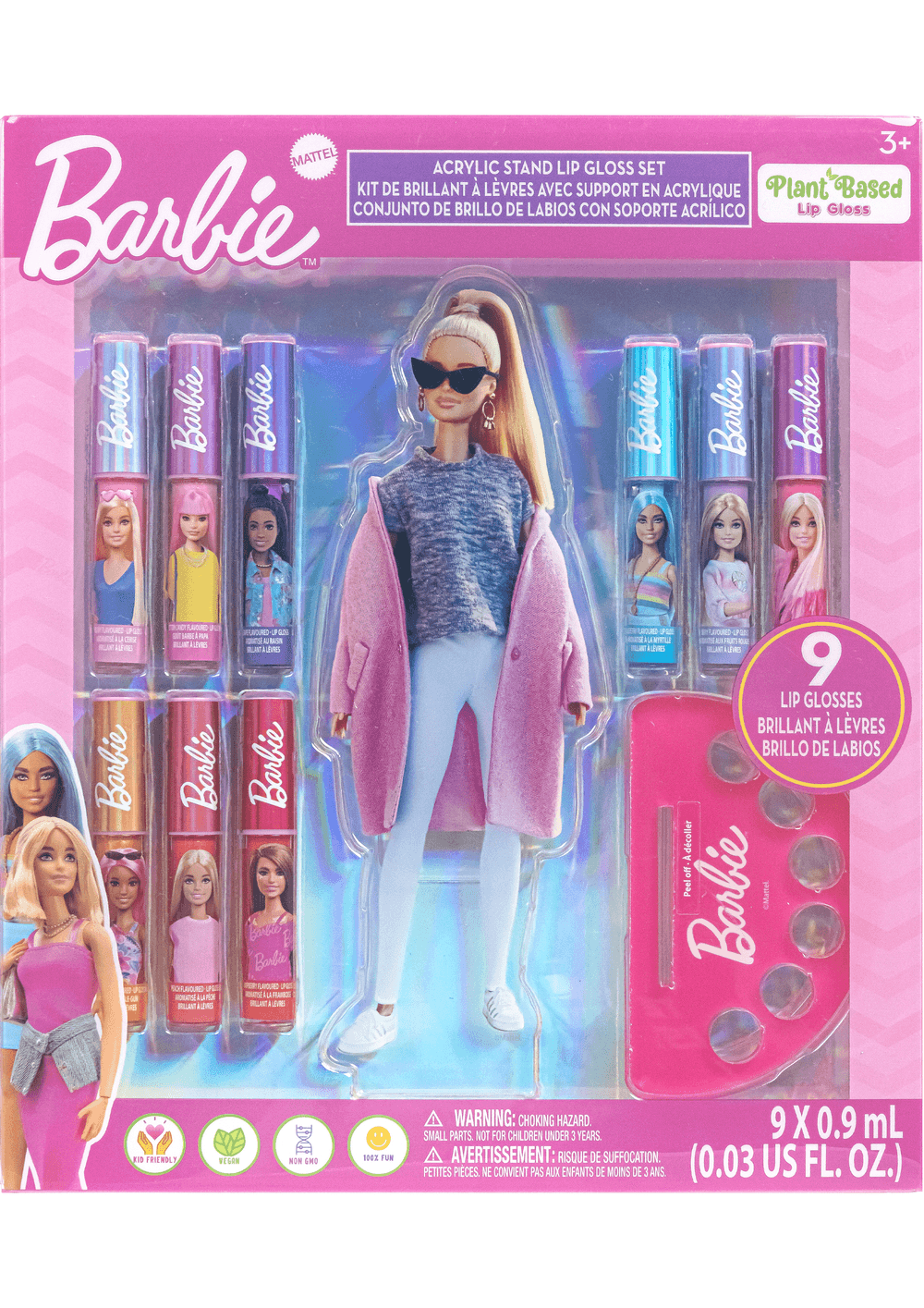 TownleyGirl - Barbie Lip Gloss Set With Acrylic Stand - Multicolor - 9 Pcs
