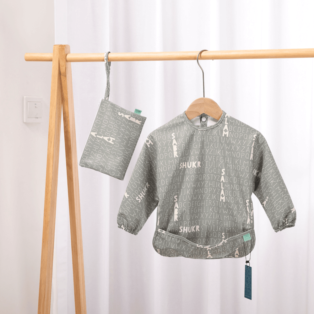 وانس أبون آ دو - مريلة طويلة الأكمام مع جيب وحقيبة حمل - رمادي