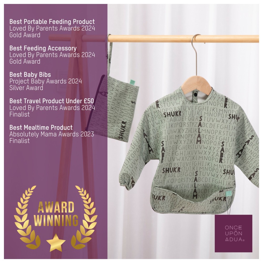 Once Upon A Dua - Long Sleeved Pocket Bib With Carry Pouch - Sage