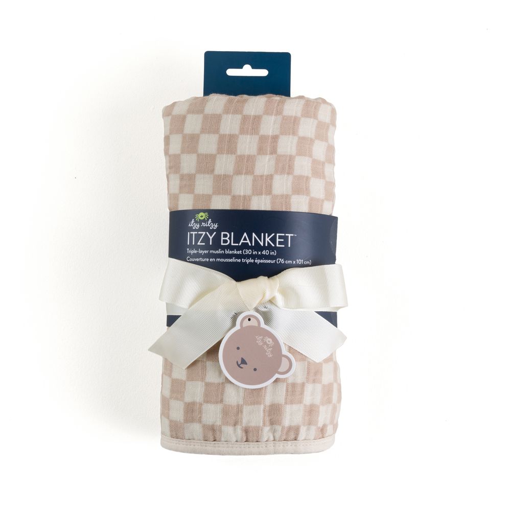 إيتزي ريتزي - بطانية أطفال من القطن والشاش - رقعة شطرنج - 76×101 سم