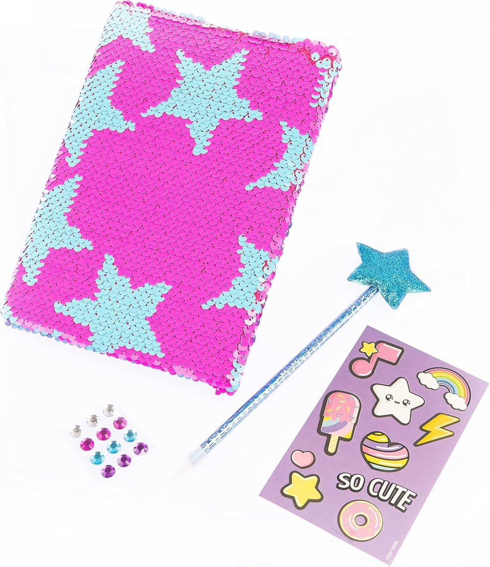 جيرابريلا - دفتر يوميات فاشن نجوم وردي وفيروزي - 19046