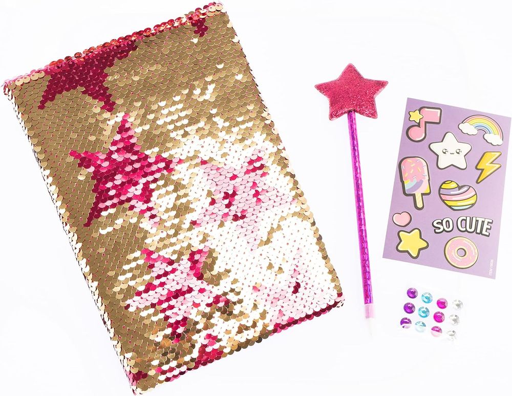 Girabrilla - Stars Nice Group Fashion Diary - Magenta Star Agenda With Reversible Sequins - 19047