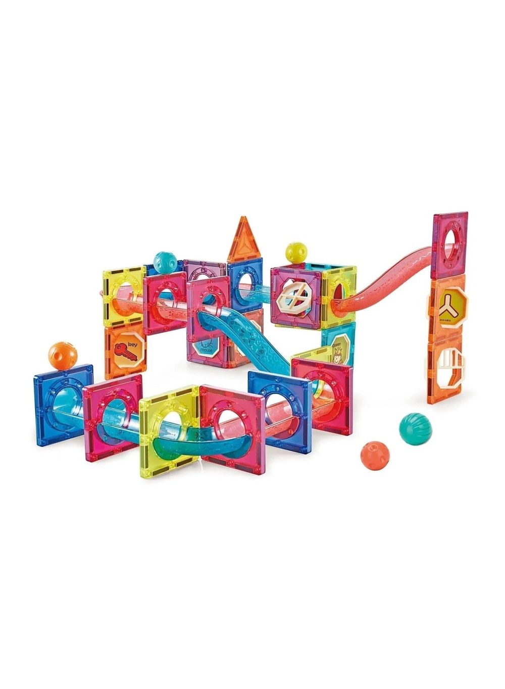 Little Hero - Magnetika Classic Ball Maze Magnetic Tiles - 78 Pcs