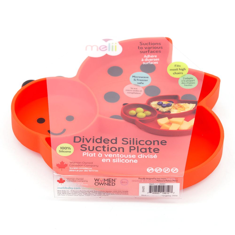 Melii Silicone Suction Plate - Lady Bug - Red